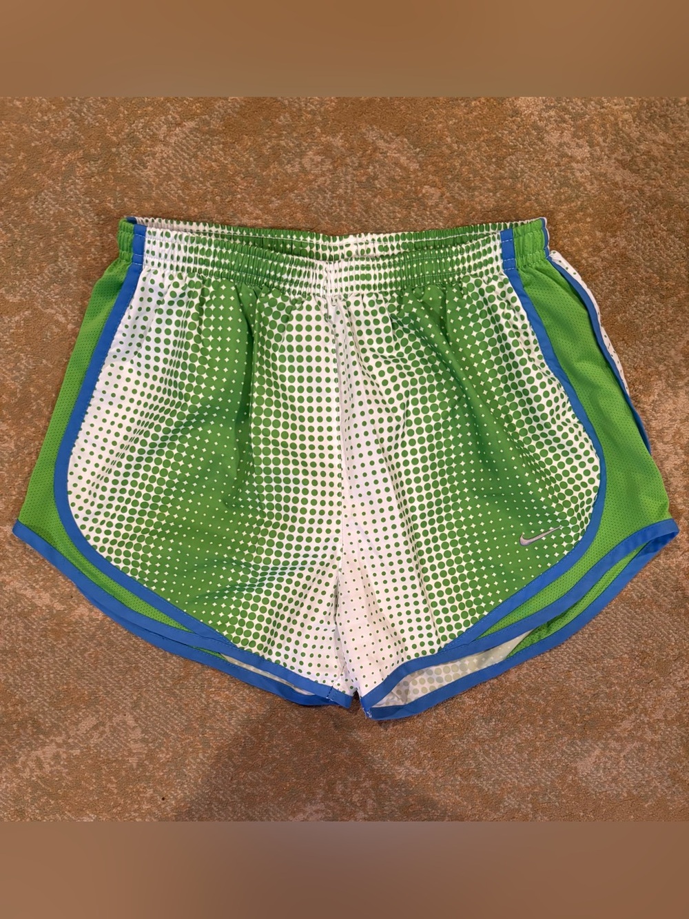 Nike Dri-FIT Green Polka Dot Running Shorts Women’s Size Small